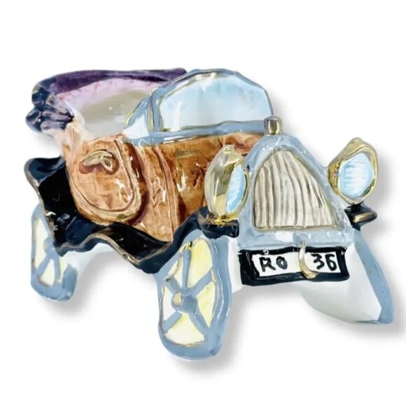 Vtg Relpo Japan Ceramic Hand Painted Classic Car MCM Jalopy Planter Decor Dish - Picture 1 of 13